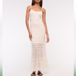 Abercrombie & Fitch Cream Crochet Maxi Dress